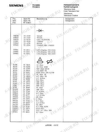 Схема №6 FS189V4 с изображением Инструкция по эксплуатации для телевизора Siemens 00530679