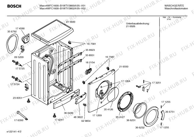 Схема №3 B1WTV3802A Maxx4 WFC1600 с изображением Таблица программ для стиралки Bosch 00581660