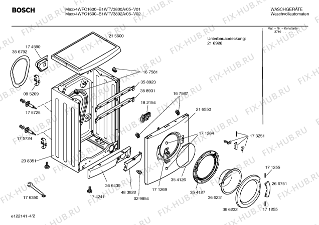 Схема №3 B1WTV3800A Maxx4 WFC1600 с изображением Таблица программ для стиралки Bosch 00581640