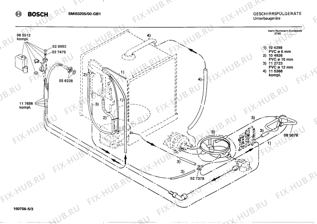 Взрыв-схема посудомоечной машины Bosch SMI63205 - Схема узла 03