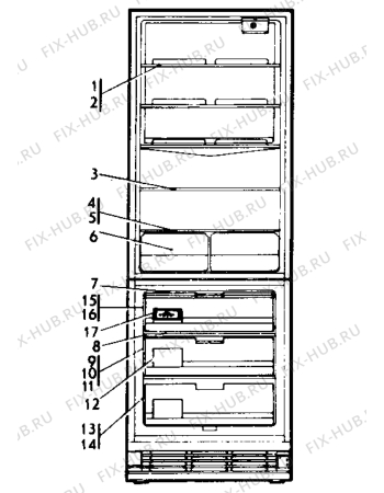 Взрыв-схема холодильника Electrolux TR1228 - Схема узла Internal parts