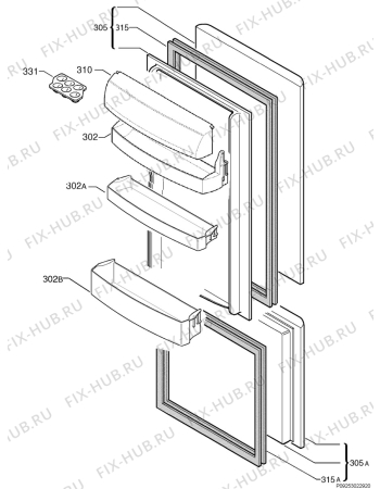 Взрыв-схема холодильника Curtiss LKM320 - Схема узла Door 003