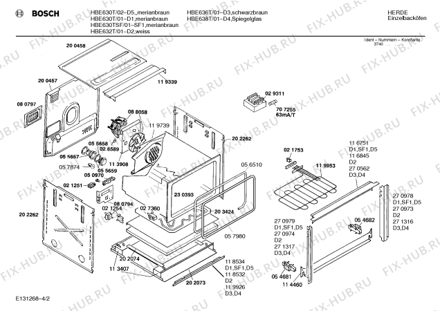 Схема №2 HBE636T с изображением Осветительная планка для плиты (духовки) Bosch 00058684