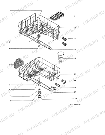 Взрыв-схема посудомоечной машины Zanker 4640W - Схема узла Baskets, tubes 061