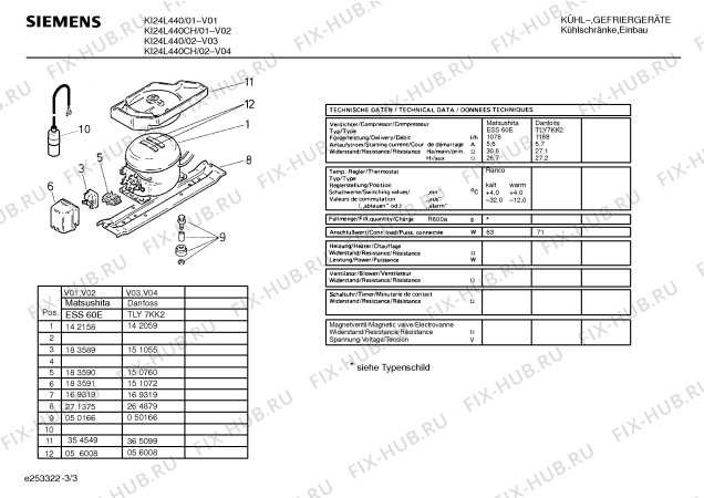 Взрыв-схема холодильника Siemens KI24L440 - Схема узла 03