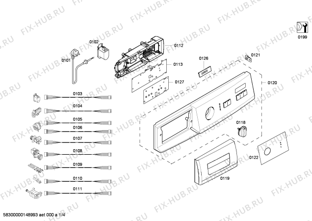 Схема №4 WM10E262TH с изображением Панель управления для стиралки Siemens 00707202