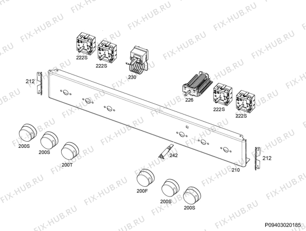 Взрыв-схема плиты (духовки) Electrolux EKC60304OW - Схема узла Command panel 037