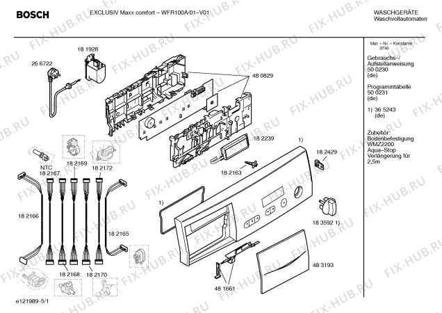 Схема №4 WFR100A Exclusiv Maxx comfort WFR100A с изображением Панель управления для стиральной машины Bosch 00365243