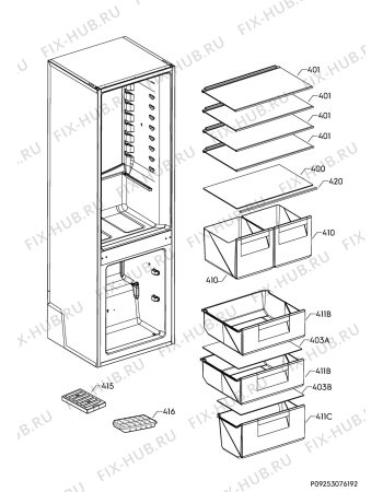 Взрыв-схема холодильника Zanussi ZBB28651SV - Схема узла Internal parts