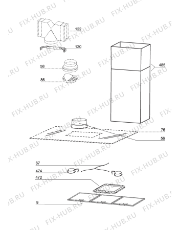 Взрыв-схема вытяжки Smeg SHW1270X - Схема узла Housing 001