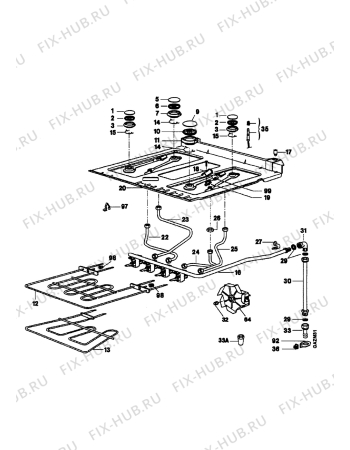 Взрыв-схема плиты (духовки) Electrolux EK6166B2 - Схема узла Gas-equipment