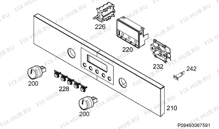 Взрыв-схема плиты (духовки) Voss Electrolux IKC6500-RF - Схема узла Command panel 037