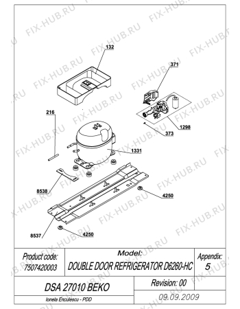 Взрыв-схема холодильника Beko BEKO DSA 27010 (7507420003) - EXPLODED VIEW COMPRESSOR_TYPE2 DSA 27010 BEKO