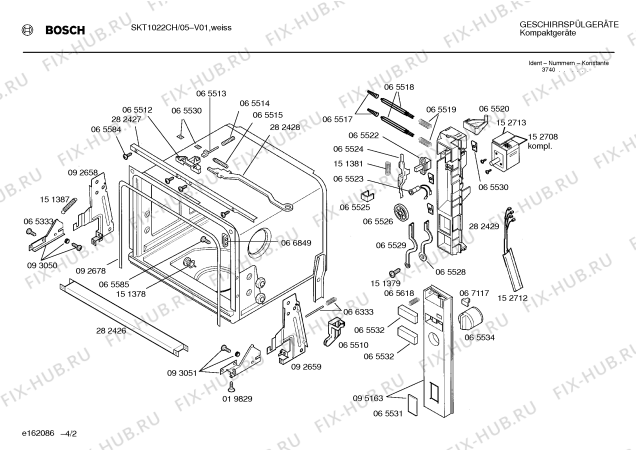Взрыв-схема посудомоечной машины Bosch SKT1022CH - Схема узла 02