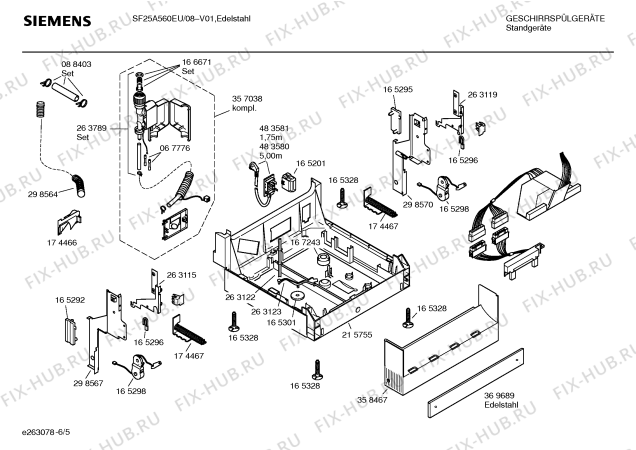 Взрыв-схема посудомоечной машины Siemens SF25A560EU - Схема узла 05