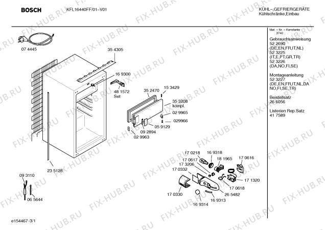 Схема №2 KFL70440 с изображением Инструкция по эксплуатации для холодильника Bosch 00523226