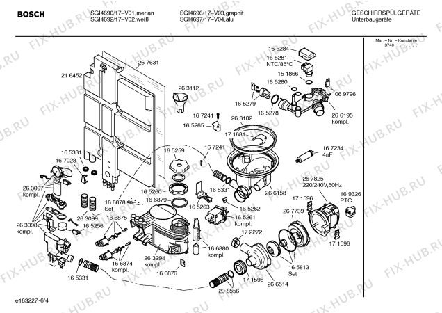 Взрыв-схема посудомоечной машины Bosch SGI4697 Silence comfort - Схема узла 04