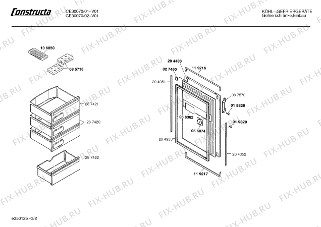 Взрыв-схема холодильника Constructa CE30070 - Схема узла 02