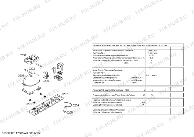 Взрыв-схема холодильника Bosch KTR14N10GB - Схема узла 02