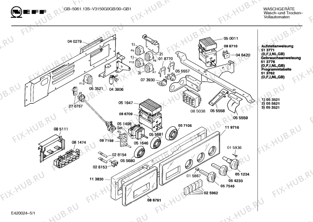 Схема №3 195307249 GB5061.13S с изображением Панель для стиралки Bosch 00119716