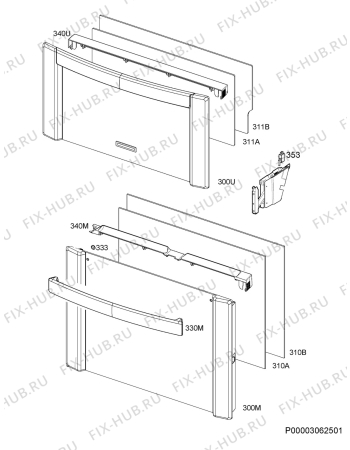 Взрыв-схема плиты (духовки) Electrolux EKG603202X - Схема узла Door