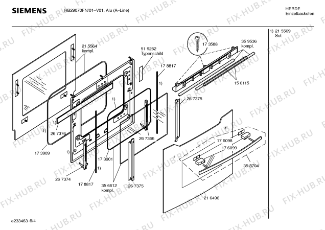 Схема №5 HB29070FN с изображением Панель управления для электропечи Siemens 00359872