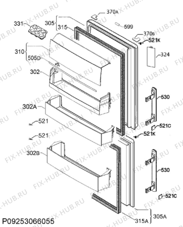 Взрыв-схема холодильника Electrolux EN93452JX - Схема узла Door 003