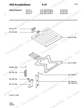 Взрыв-схема плиты (духовки) Aeg 7010E-D - Схема узла Section4
