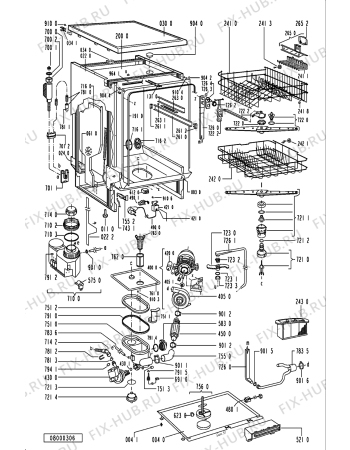 Схема №2 ADP 905/1 WH с изображением Панель для электропосудомоечной машины Whirlpool 481245379839