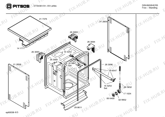 Взрыв-схема посудомоечной машины Pitsos DTS4301 - Схема узла 03