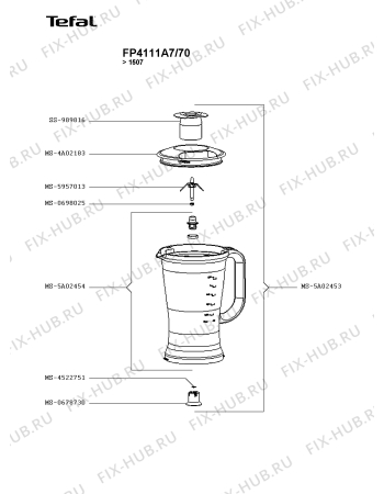 Взрыв-схема кухонного комбайна Tefal FP4111A7/70 - Схема узла OP003220.8P3