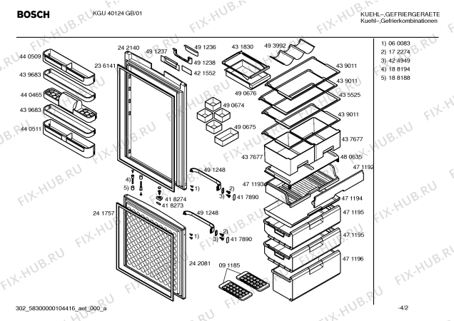Схема №3 KGU40124GB с изображением Инструкция по эксплуатации для холодильника Bosch 00591652