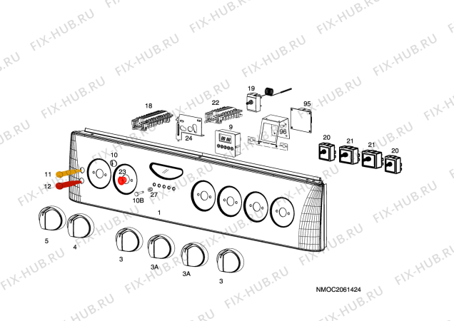 Взрыв-схема плиты (духовки) Husqvarna QSG7055-1W - Схема узла H10 Control Panel