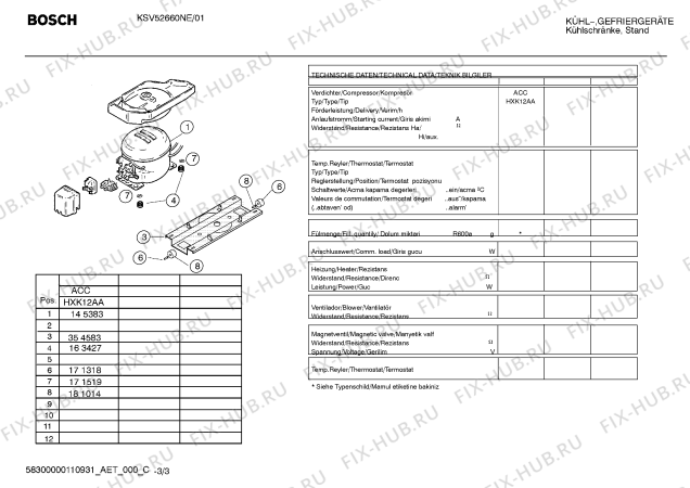 Взрыв-схема холодильника Bosch KSV52660NE - Схема узла 03