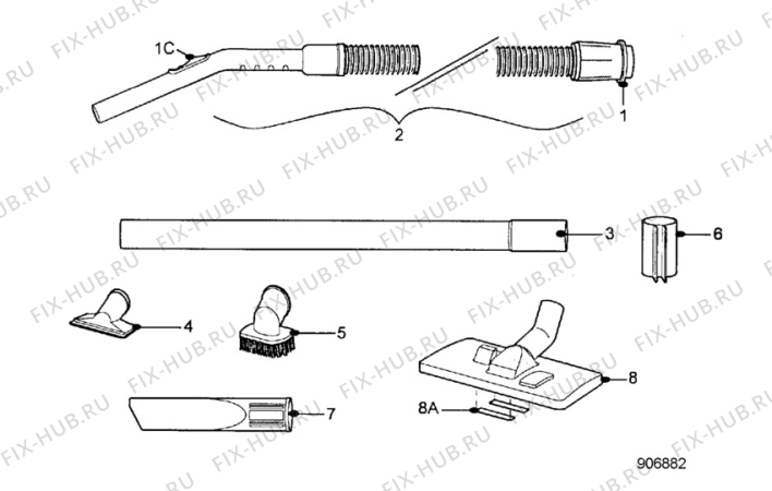 Взрыв-схема пылесоса Progress P1867 - Схема узла Accessories