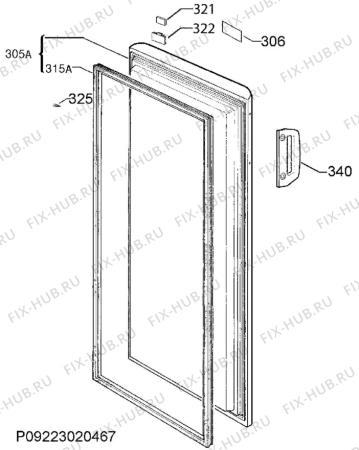 Взрыв-схема холодильника Electrolux EUE2234MHW - Схема узла Door 003