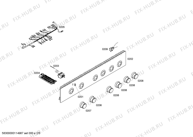 Взрыв-схема плиты (духовки) Bosch HSV422021N - Схема узла 02