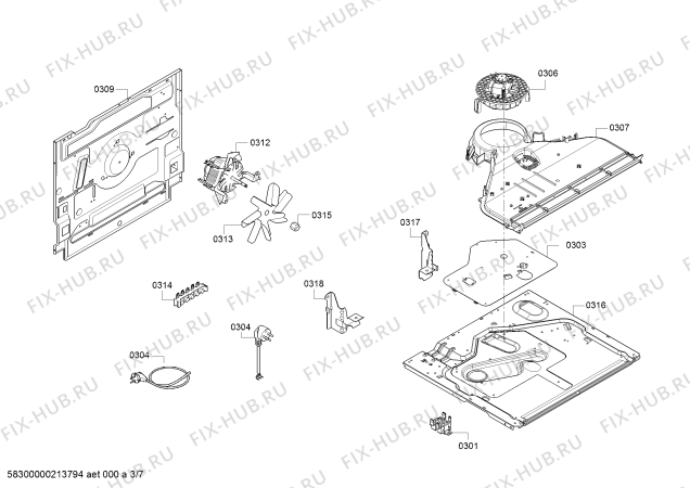 Взрыв-схема плиты (духовки) Siemens HX9R3AD50N - Схема узла 03