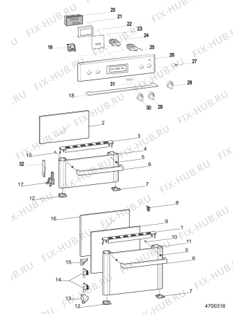 Взрыв-схема плиты (духовки) Hotpoint HD5V93CCBUK (F156626) - Схема узла