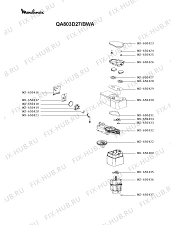 Схема №5 QA803D27/BWA с изображением Корпусная деталь для электрокомбайна Moulinex MS-650397