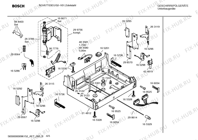 Взрыв-схема посудомоечной машины Bosch SGV67T03EU - Схема узла 05