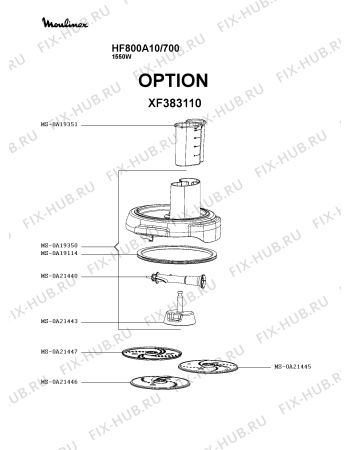 Взрыв-схема кухонного комбайна Moulinex HF800A10/700 - Схема узла BP004727.9P5