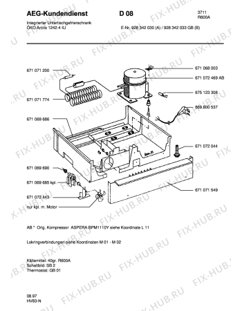 Взрыв-схема холодильника Aeg ARC1242-4IU GB - Схема узла Freezer cooling system