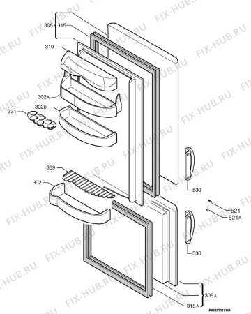 Взрыв-схема холодильника Rosenlew RJPK2530 - Схема узла Door 003