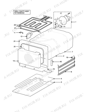 Взрыв-схема плиты (духовки) Electrolux EDB750W - Схема узла H10 Grill cavity assy