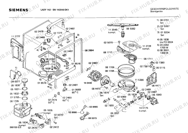 Взрыв-схема посудомоечной машины Siemens SN142046 - Схема узла 02