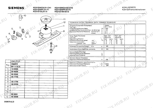 Взрыв-схема холодильника Siemens KG31E00CH - Схема узла 02