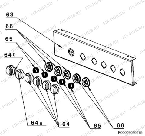 Взрыв-схема плиты (духовки) Zanussi ZCG054GW - Схема узла Command panel 037