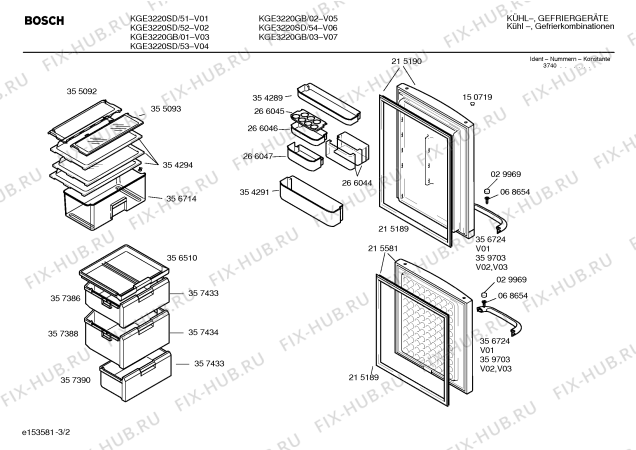 Взрыв-схема холодильника Bosch KGE3220SD - Схема узла 02