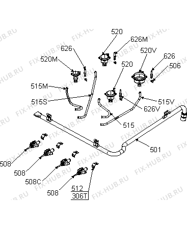 Взрыв-схема плиты (духовки) Mora KS612MW (466005, 254C.12) - Схема узла 07